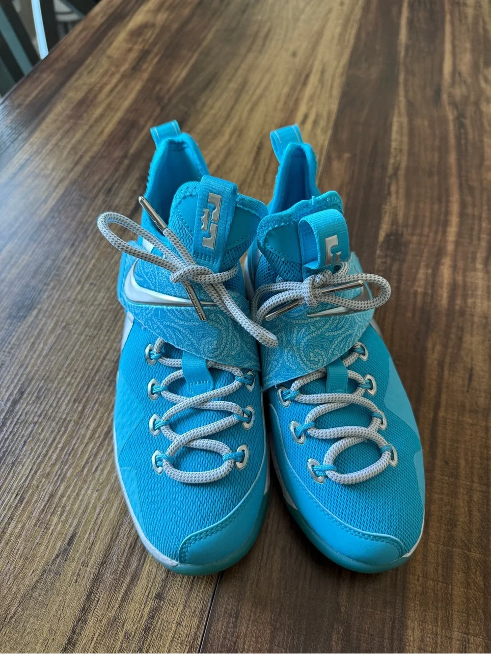 Nike LeBron Blue Kids' High-Top Sneakers with Paisley Strap - Picture 2 of 10